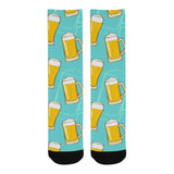 Beer pattern green background Crew Socks