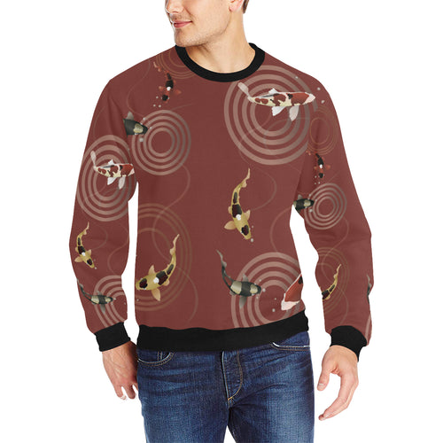Koi Fish Carp Fish red background Men's Crew Neck Sweatshirt
