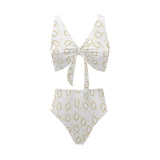Bread Toast Pattern Print Design 01 Chest Bowknot High Waisted Bikini Swimsuit