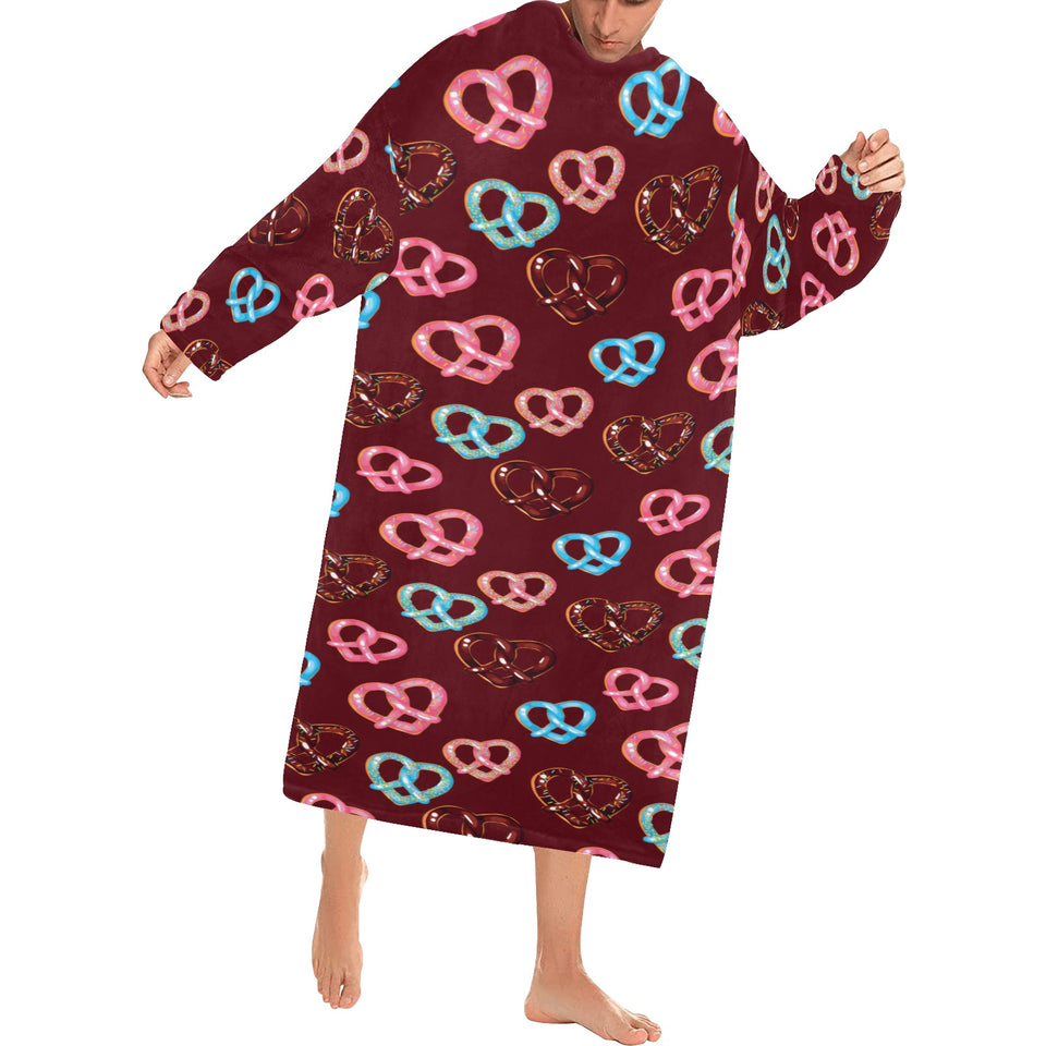 Pretzels Pattern Print Design 05 Blanket Robe with Sleeves