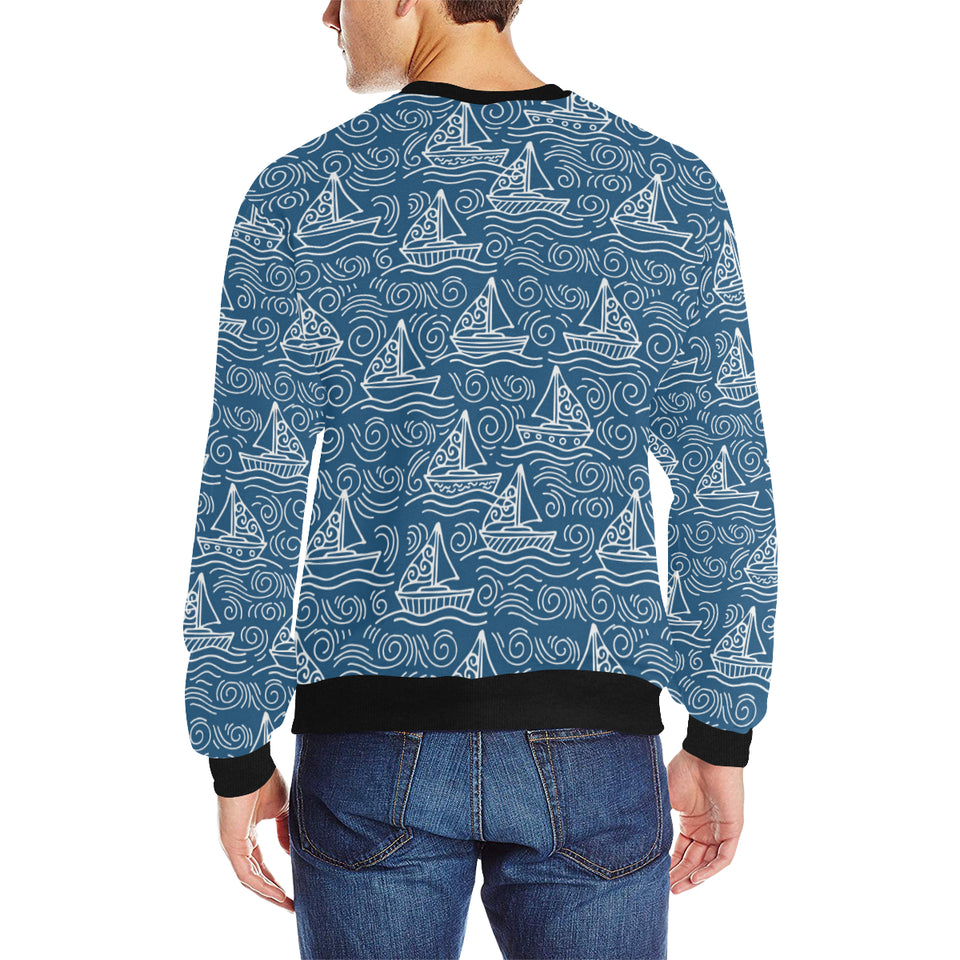 Hand drawn sailboat pattern Men's Crew Neck Sweatshirt