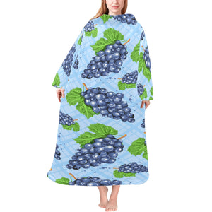 Watercolor grape pattern Blanket Robe with Sleeves