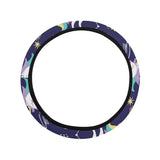 Hand drawn cute unicorn star planet Car Steering Wheel Cover