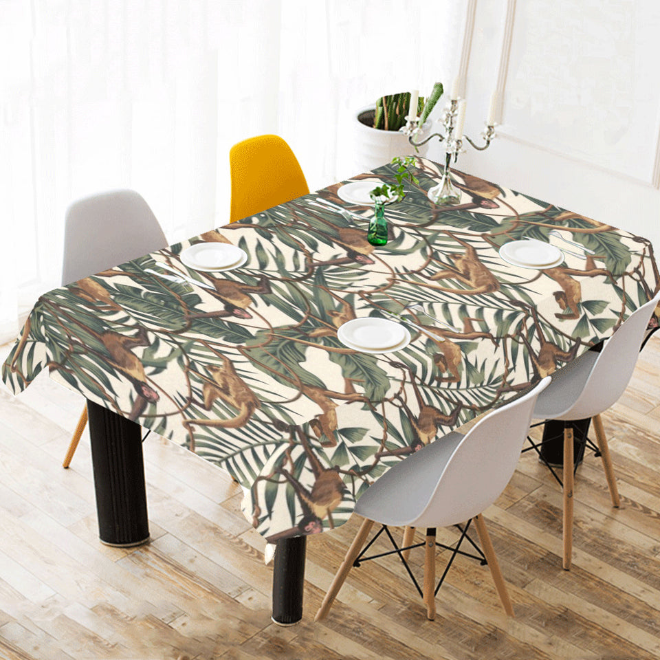 Monkey tropical leaves background Tablecloth
