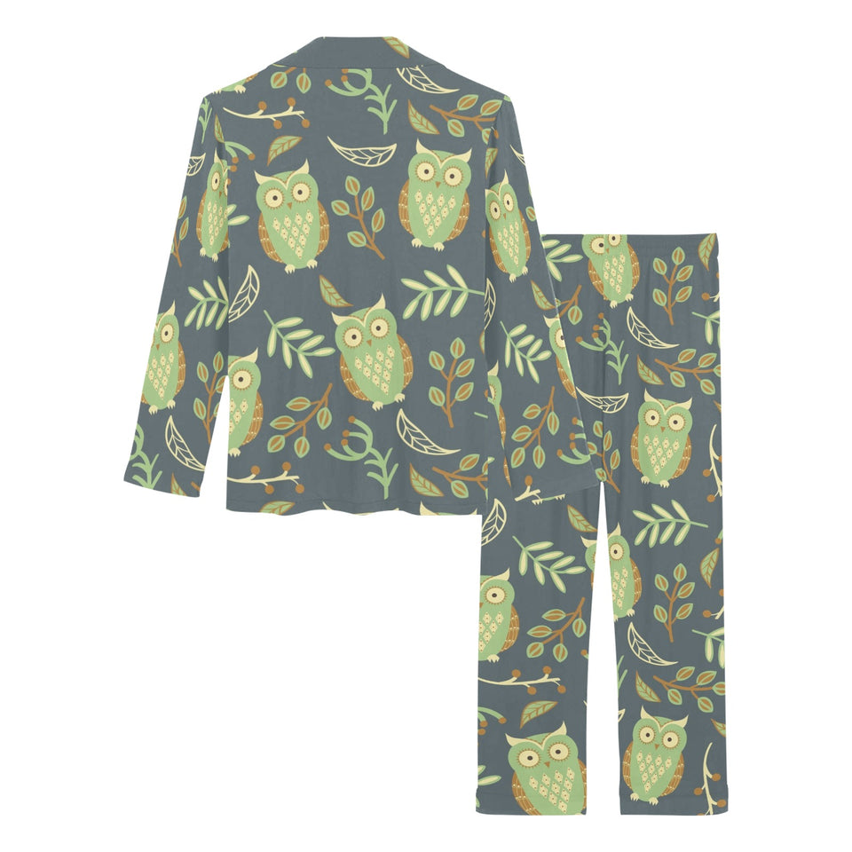 Cute owls leaves pattern Women's Long Pajama Set