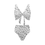 Pigeon Pattern Print Design 05 Chest Bowknot High Waisted Bikini Swimsuit
