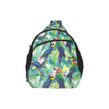 Colorful parrot exotic flower leaves All Over Print Chest Bag