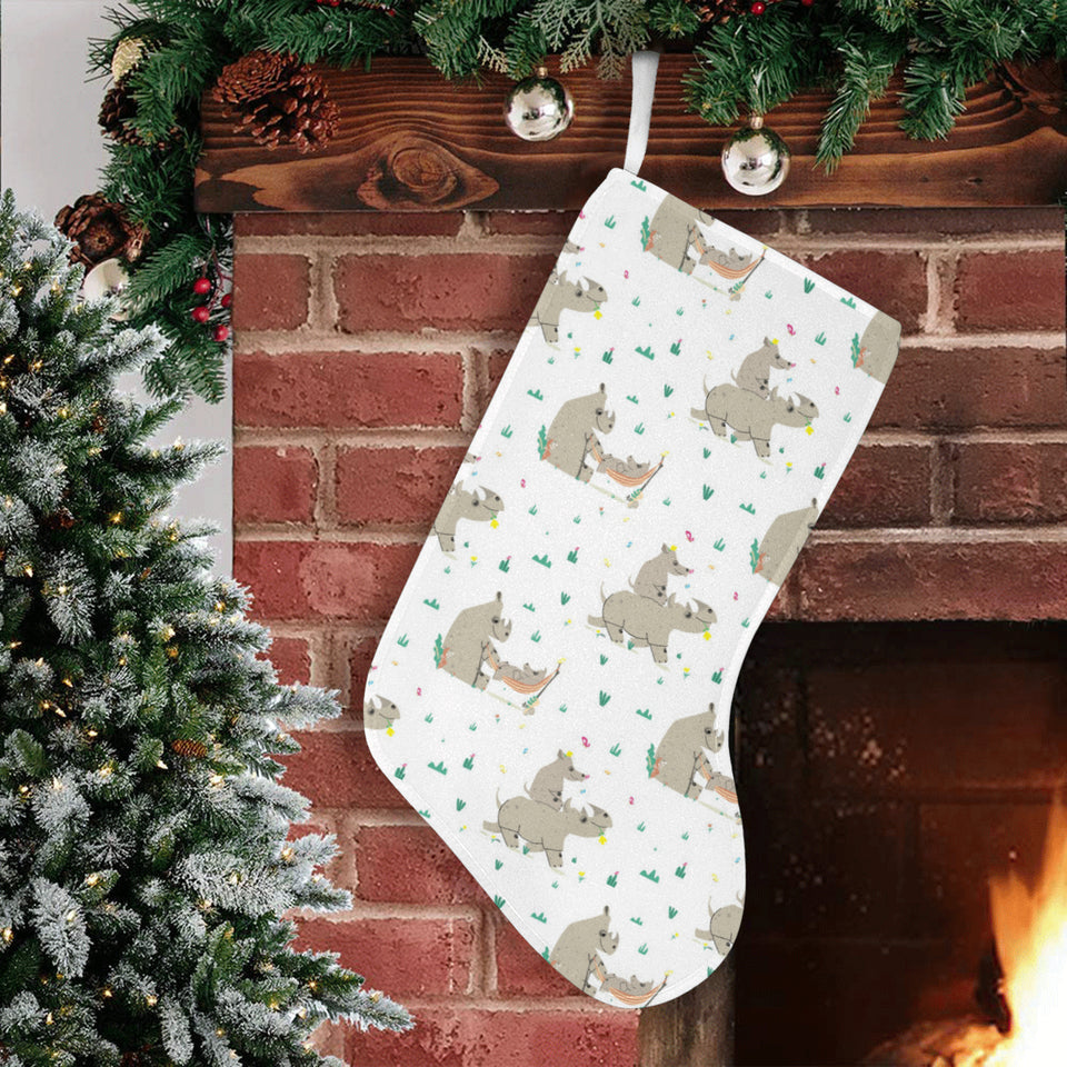 Cute Rhino pattern background Christmas Stocking