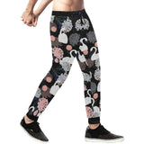 white swan blooming flower pattern Unisex Casual Sweatpants