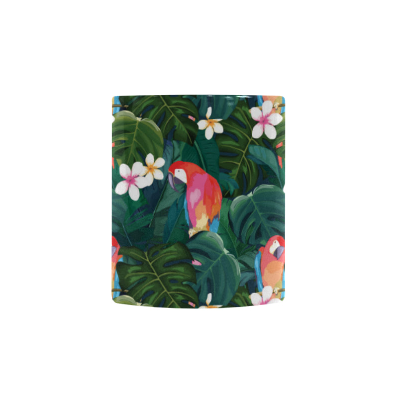 Parrot Palm tree leaves flower hibiscus pattern Morphing Mug Heat Changing Mug