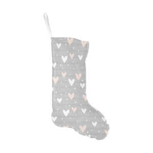 Heart pattern gray background Christmas Stocking