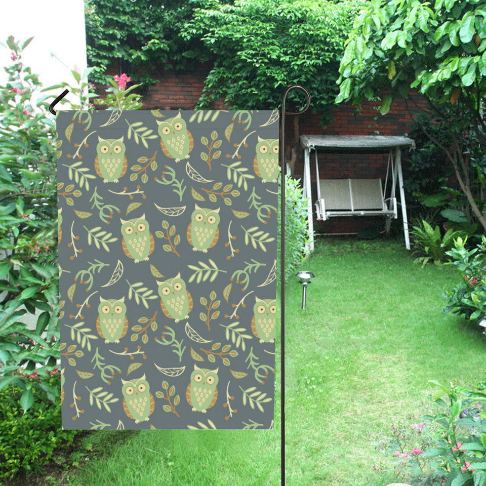 Cute owls leaves pattern House Flag Garden Flag