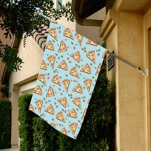 Hand drawn pizza blue background House Flag Garden Flag