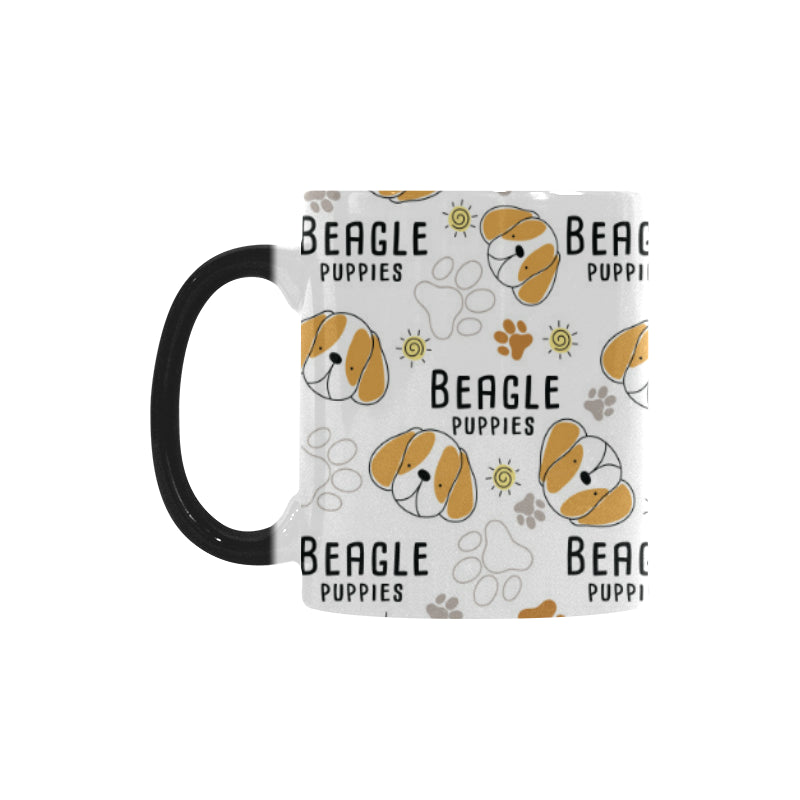 Cute beagle dog pattern background Morphing Mug Heat Changing Mug