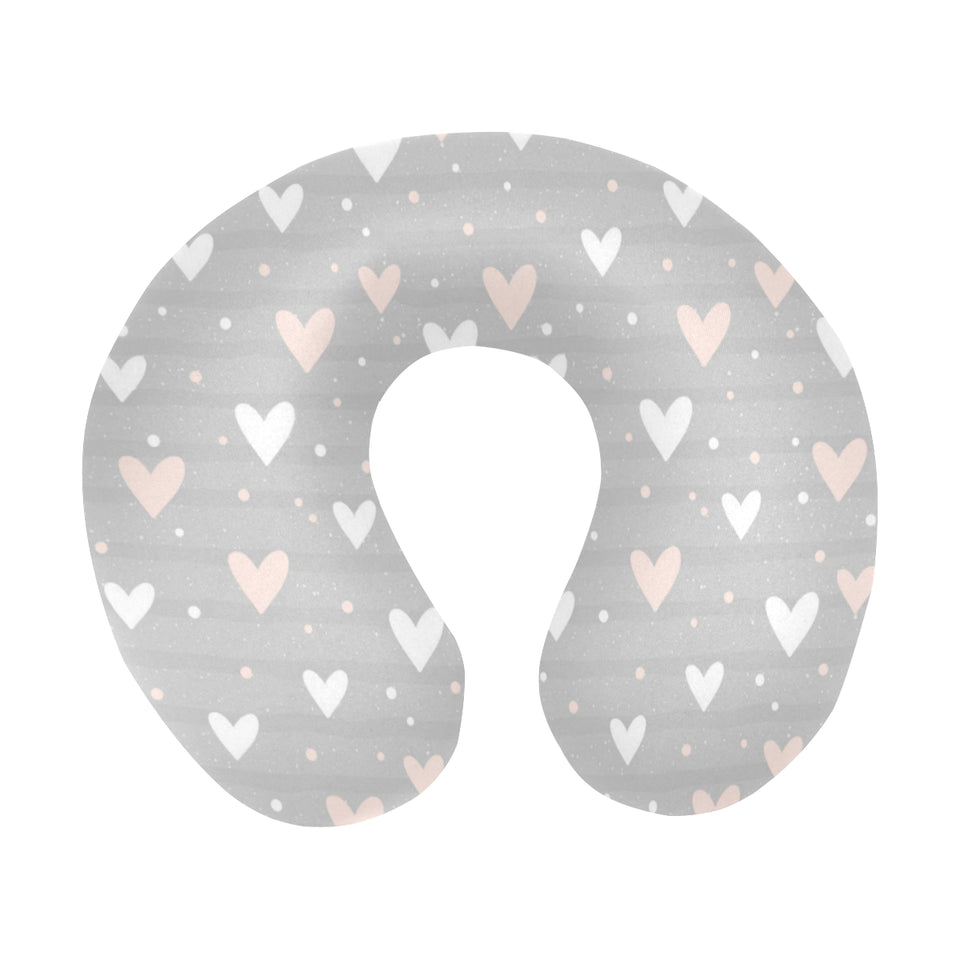 Heart pattern gray background U-Shaped Travel Neck Pillow