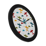 Airplane star cloud colorful Elegant Black Wall Clock