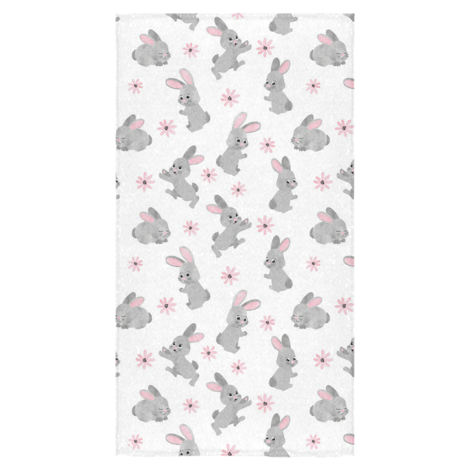 Watercolor cute rabbit pattern Bath Towel