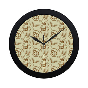 Windmill Wheat pattern Elegant Black Wall Clock