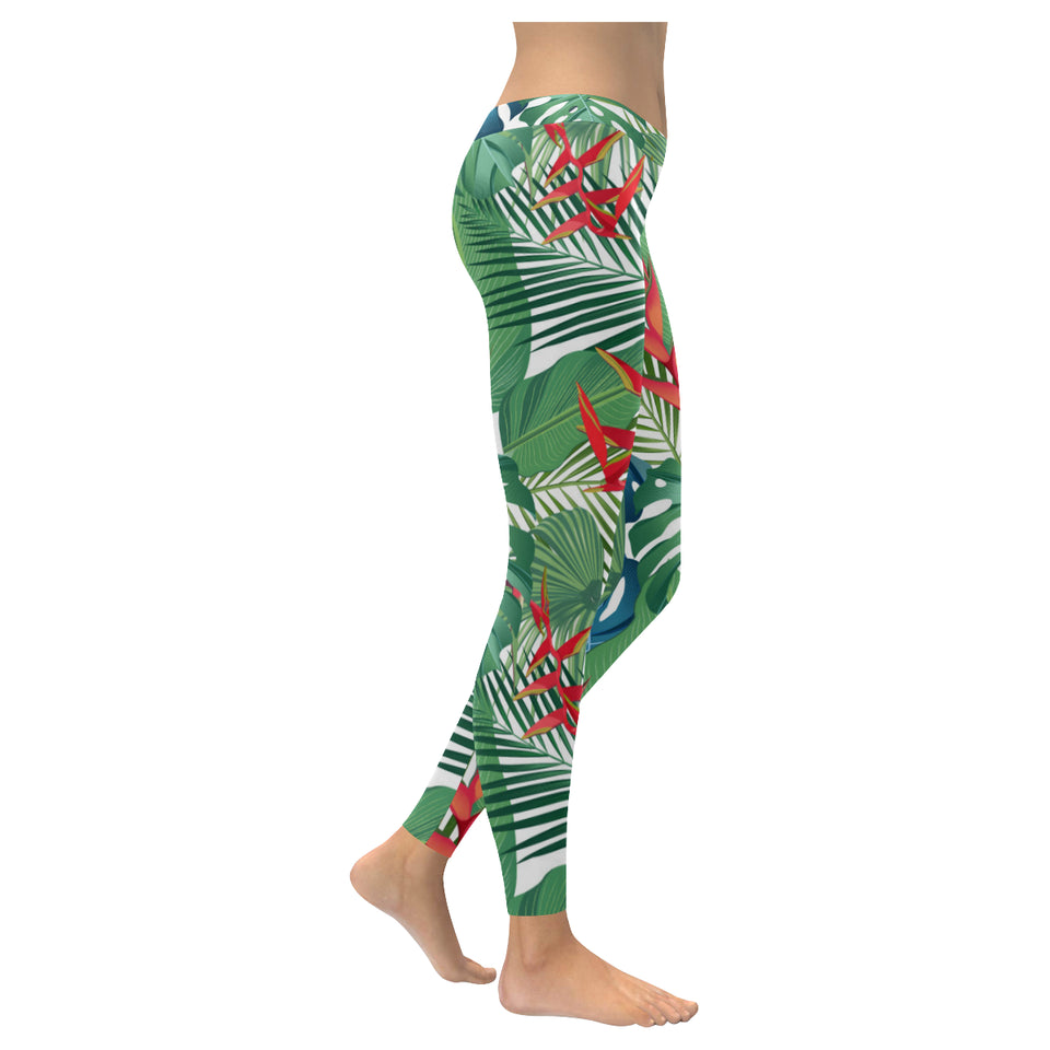 heliconia palm and monstera  leaves pattern Women's Legging Fulfilled In US