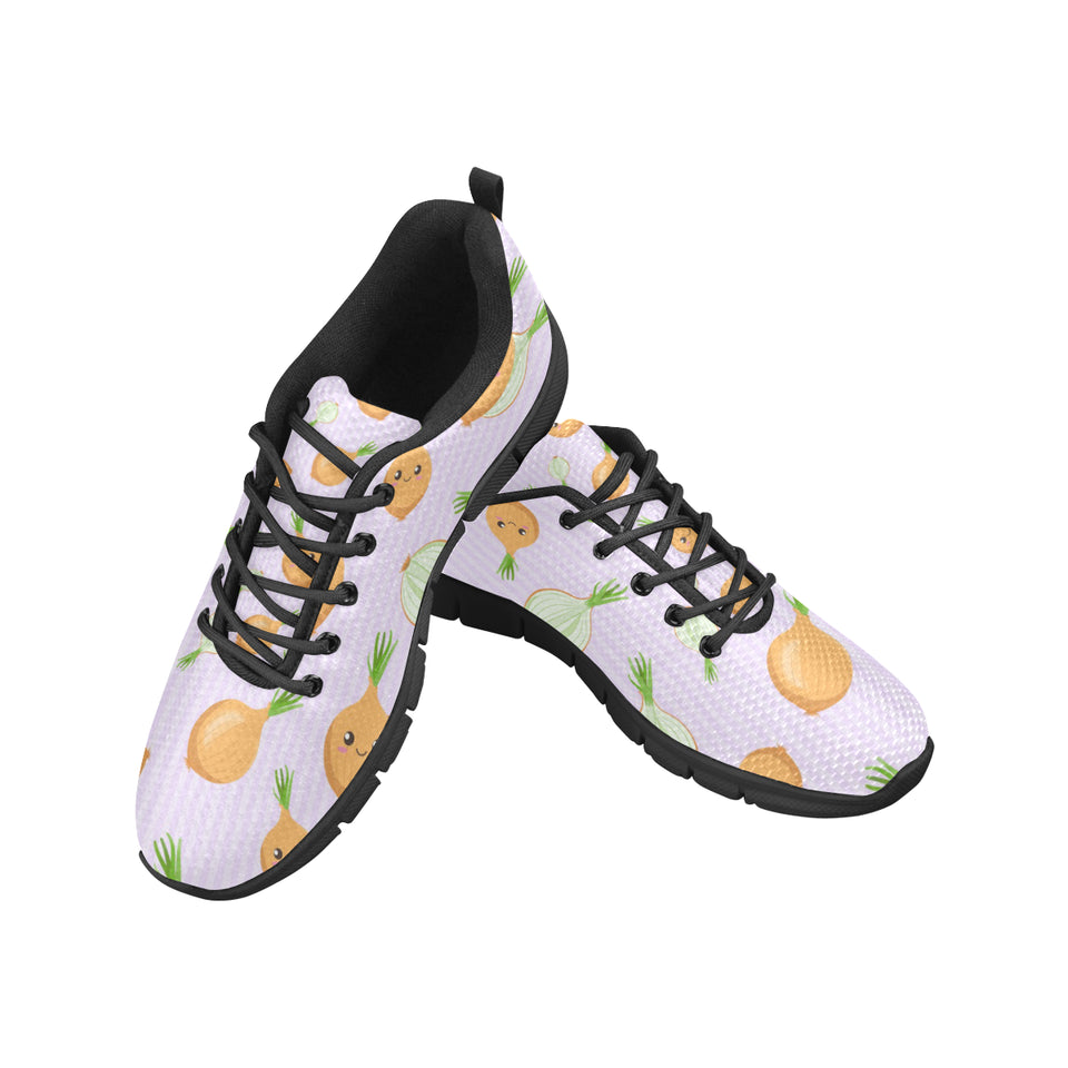 cute onions smiling faces purple background Men's Sneaker Shoes