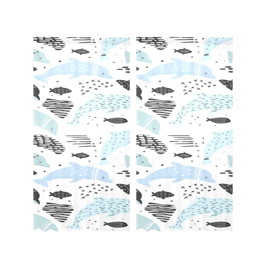Cute dolphins Childish Style pattern Gauze Curtain
