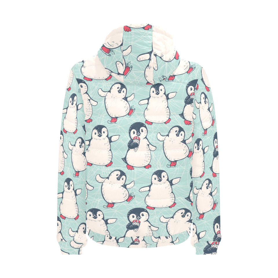 Cute Penguin pattern Men's Padded Hooded Jacket