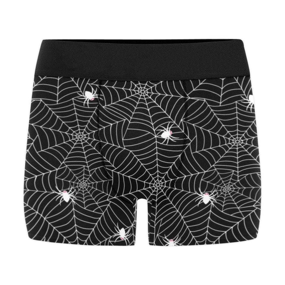 Spider web design pattern Black background white c Men's All Over Print Boxer Briefs Men's Underwear