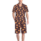 Hamburger Pattern Print Design 05 Men's V-Neck Short Pajama Set