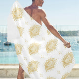 Gold Ornamental lotue waterlily symbol pattern Beach Towel