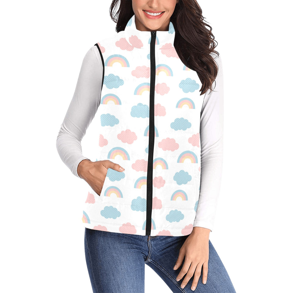 Cute rainbow clound pattern Women's Padded Vest