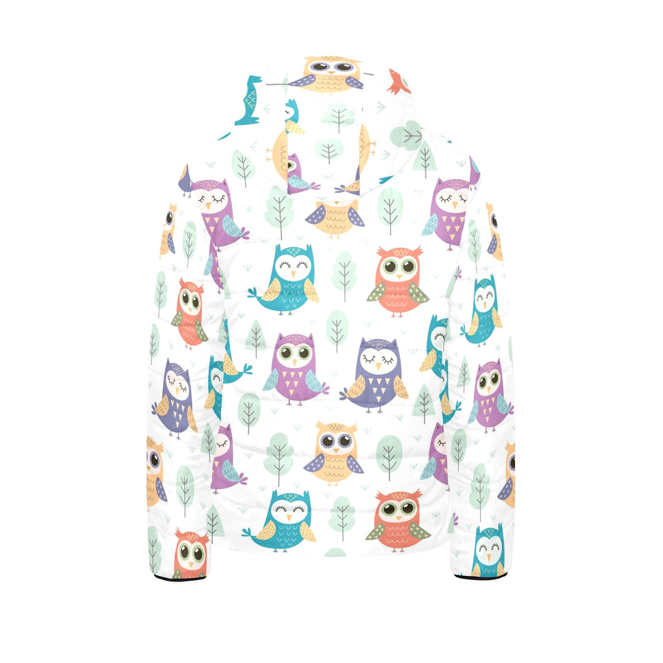 Cute owl pattern Kids' Boys' Girls' Padded Hooded Jacket