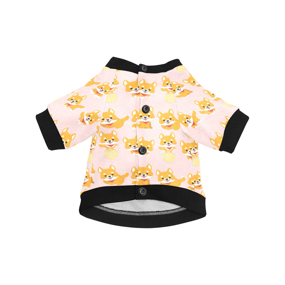 Cute shiba inu dog pattern All Over Print Pet Dog Round Neck Fuzzy Shirt