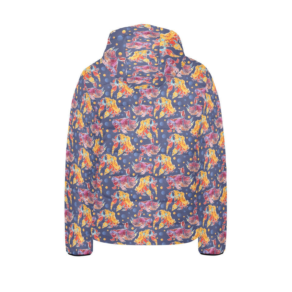 Goldfish Pattern Print Design 05 Kids' Boys' Girls' Padded Hooded Jacket
