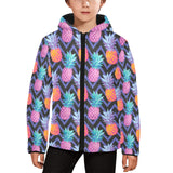 Pineapples pattern zigzag background Kids' Boys' Girls' Padded Hooded Jacket