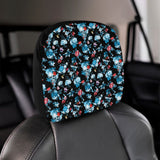 Skull flower roses leave pattern Car Headrest Cover