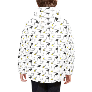 Seagull Pattern Print Design 05 Kids' Boys' Girls' Padded Hooded Jacket