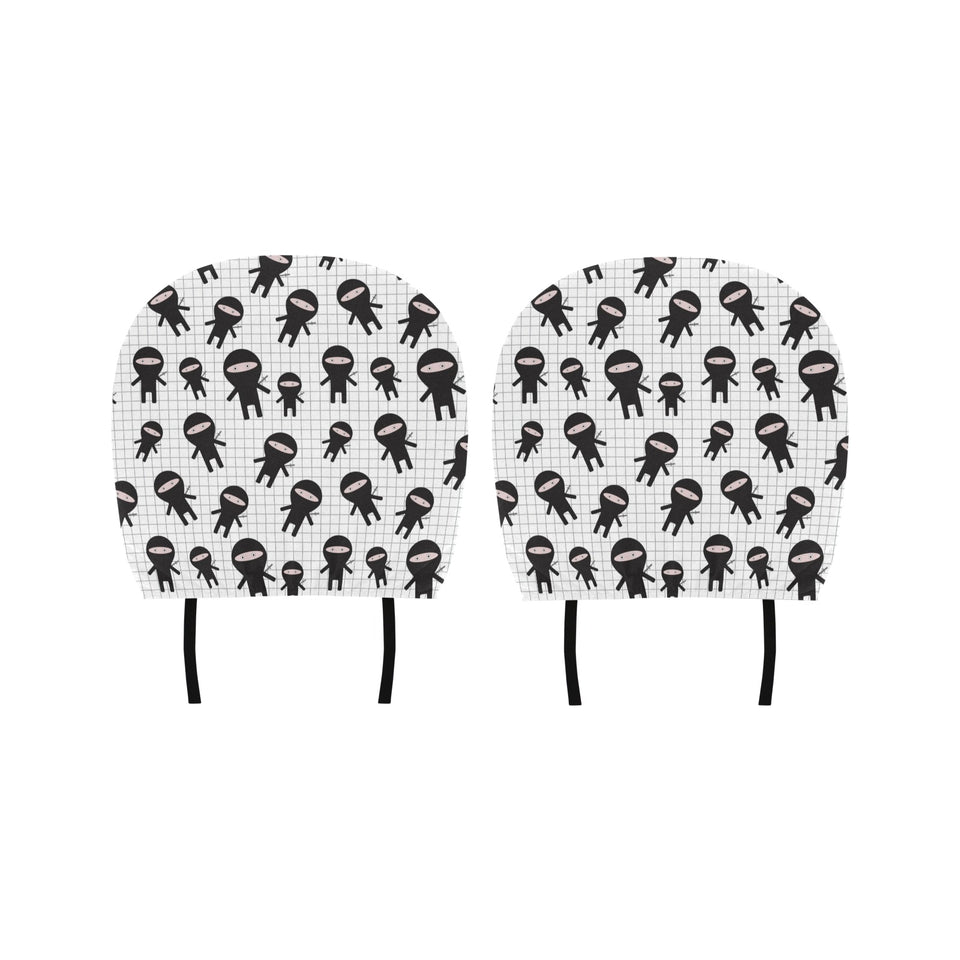 Ninja pattern plaid background Car Headrest Cover