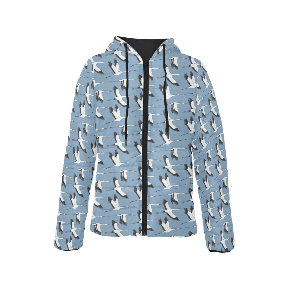 Seagull Pattern Print Design 04 Women's Padded Hooded Jacket