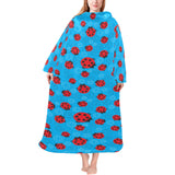 Ladybug Pattern Print Design 02 Blanket Robe with Sleeves