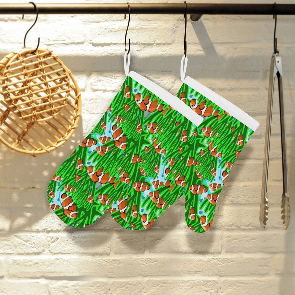 Clown Fish Pattern Print Design 01 Heat Resistant Oven Mitts