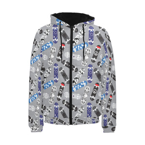 Skate Board Pattern Print Design 03 Men's Padded Hooded Jacket