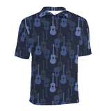 Blue Theme guitar pattern Men's All Over Print Polo Shirt