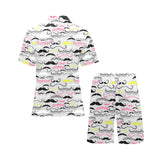 Mustache Beard Pattern Print Design 02 Men's V-Neck Short Pajama Set
