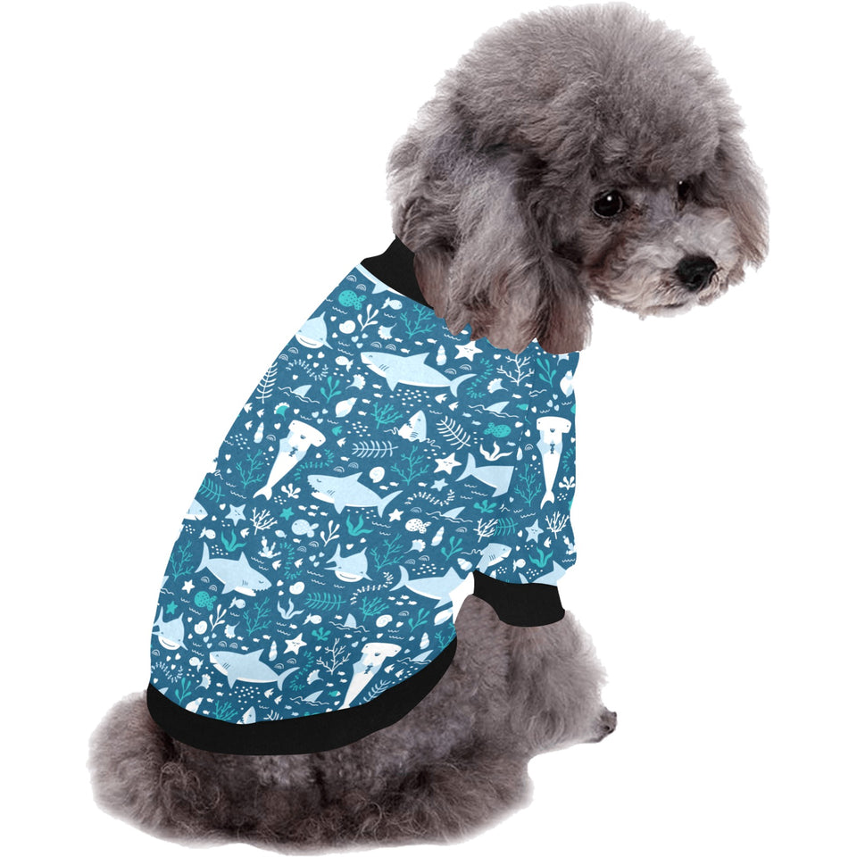 Cute shark pattern All Over Print Pet Dog Round Neck Fuzzy Shirt