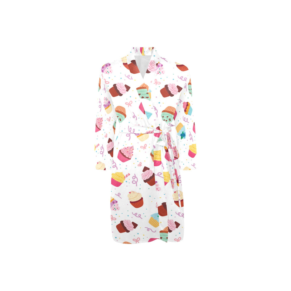 Cake cupcake design pattern Men's Long Sleeve Belted Night Robe