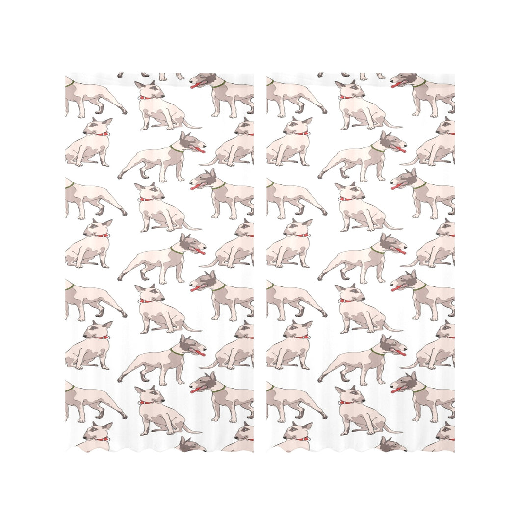 Bull Terrier Pattern Print Design 04 Gauze Curtain