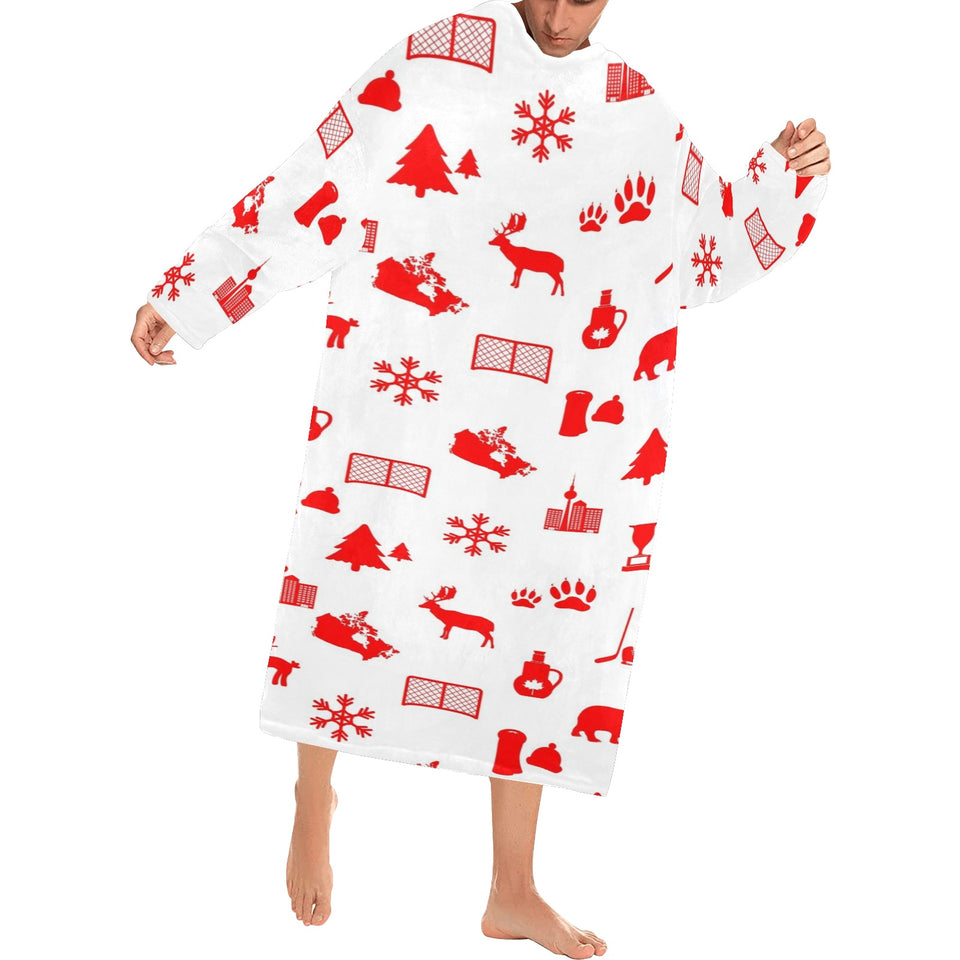 Canada Pattern Print Design 04 Blanket Robe with Sleeves