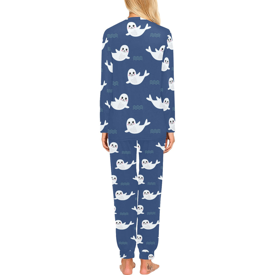 Cute white baby sea lion seal pattern Women's All Over Print Pajama Set