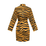 Bengal tigers skin print pattern background Women's Long Sleeve Belted Night Robe