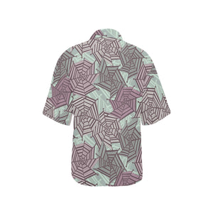 Spider web cobweb design color pattern Women's All Over Print Hawaiian Shirt